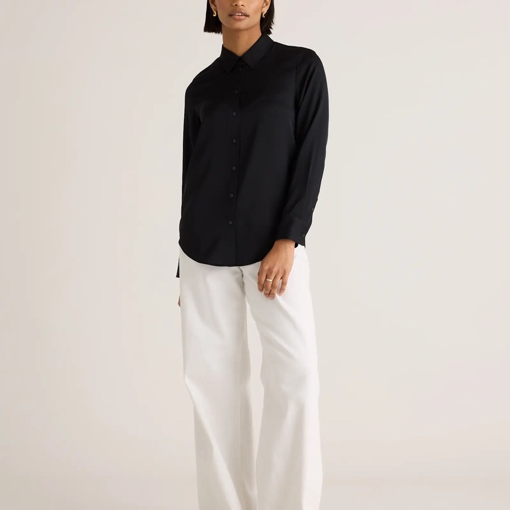 Quince Black Button Down Shirt for Women